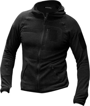 FREE SOLDIER Men's Tactical Long Sleeve Fleece Hoodie Weatherproof Full Zip Up Lightweight Fleece Hoodie Jacket Sweatshirt
