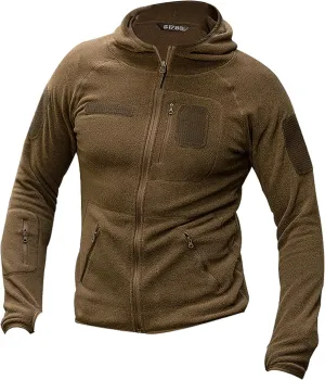 FREE SOLDIER Men's Tactical Long Sleeve Fleece Hoodie Weatherproof Full Zip Up Lightweight Fleece Hoodie Jacket Sweatshirt
