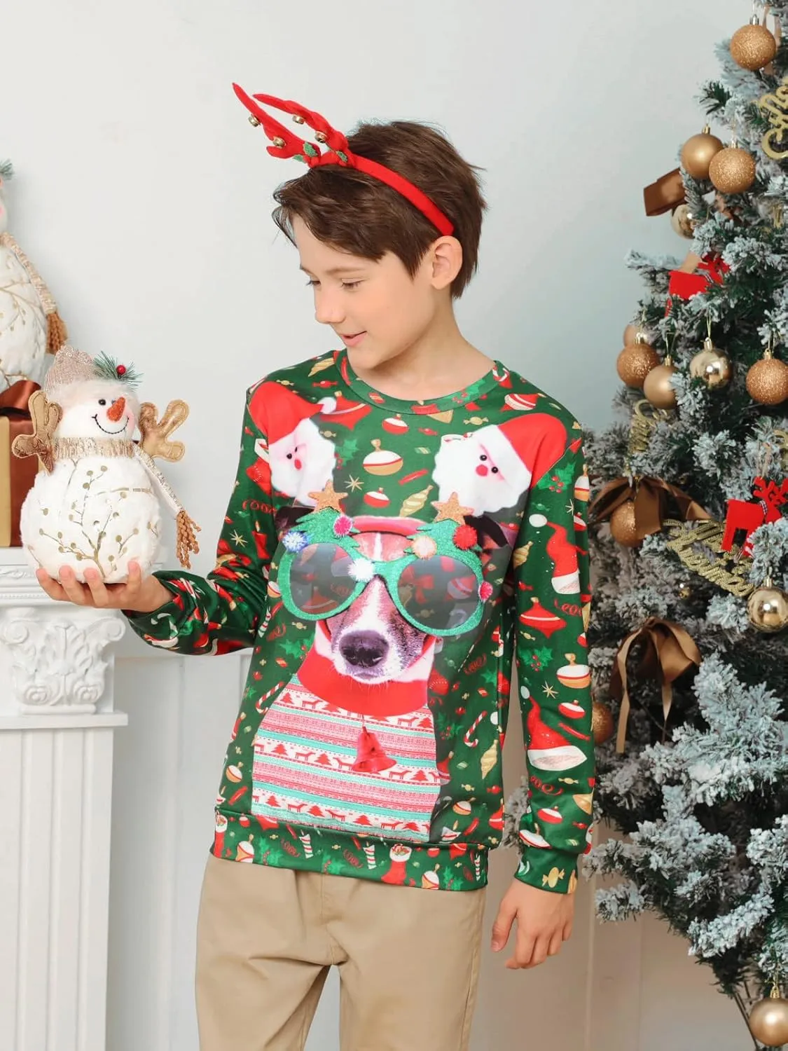 Funnycokid Kids Ugly Christmas Sweater Girls Boys Xmas Sweatshirt Funny Fleece Outfit 3D Print Clothes 4-16 Years