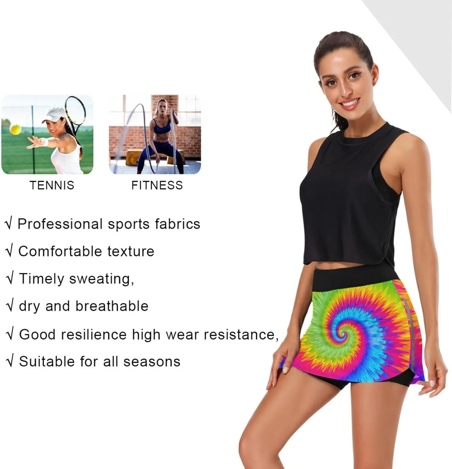 GAIGEO Cute Red Panda Womens Sport Skirt Skort, Women Skirt with Pockets, Lightweight Scort Skirt for Women Summer,S-XXL