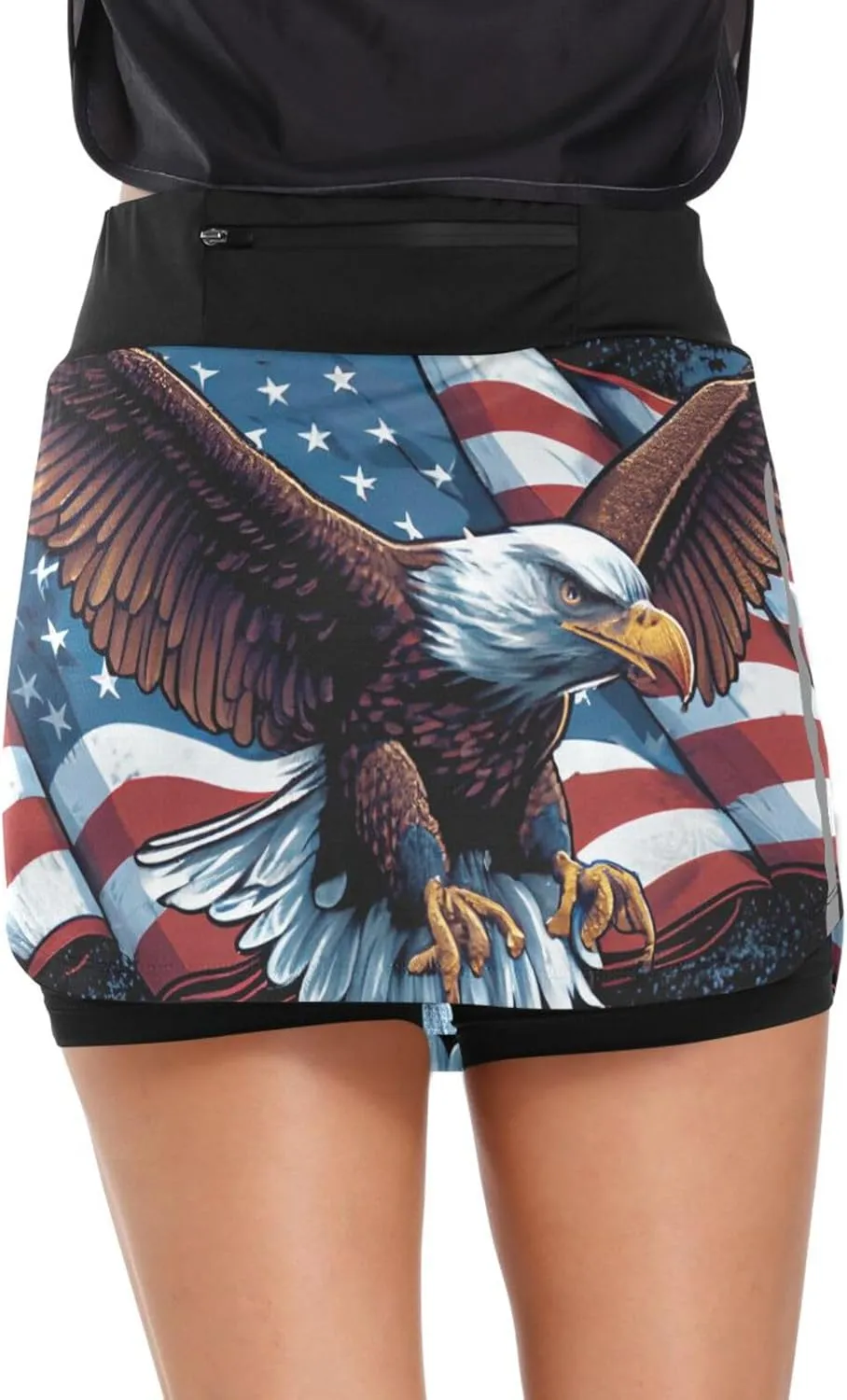 GAIGEO Independence Day Stars Active Skorts for Women, Lightweight Skorts with Pockets, Running Skirts for Sports, S-XXL