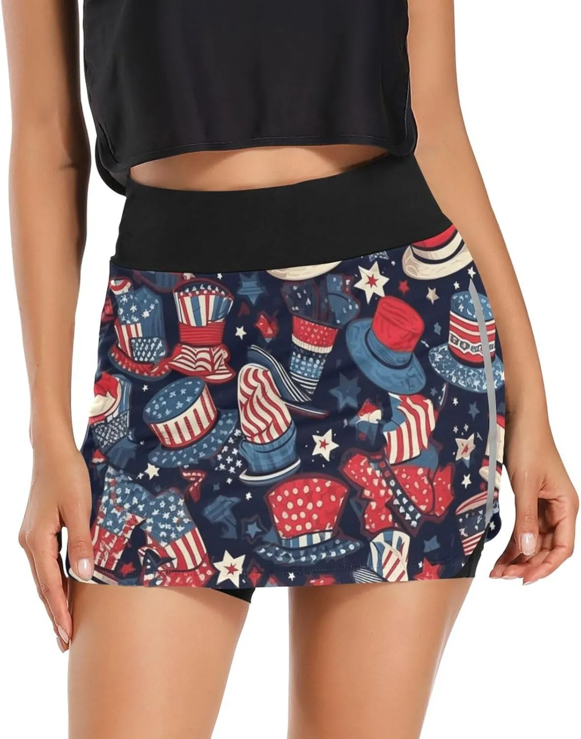 GAIGEO Independence Day Stars Active Skorts for Women, Lightweight Skorts with Pockets, Running Skirts for Sports, S-XXL