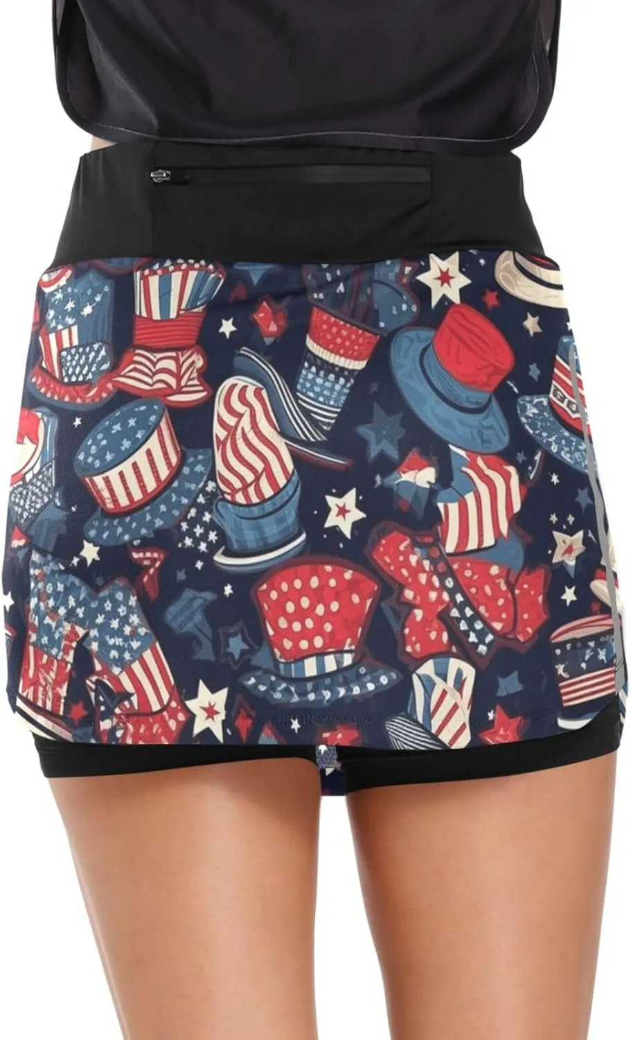GAIGEO Independence Day Stars Active Skorts for Women, Lightweight Skorts with Pockets, Running Skirts for Sports, S-XXL