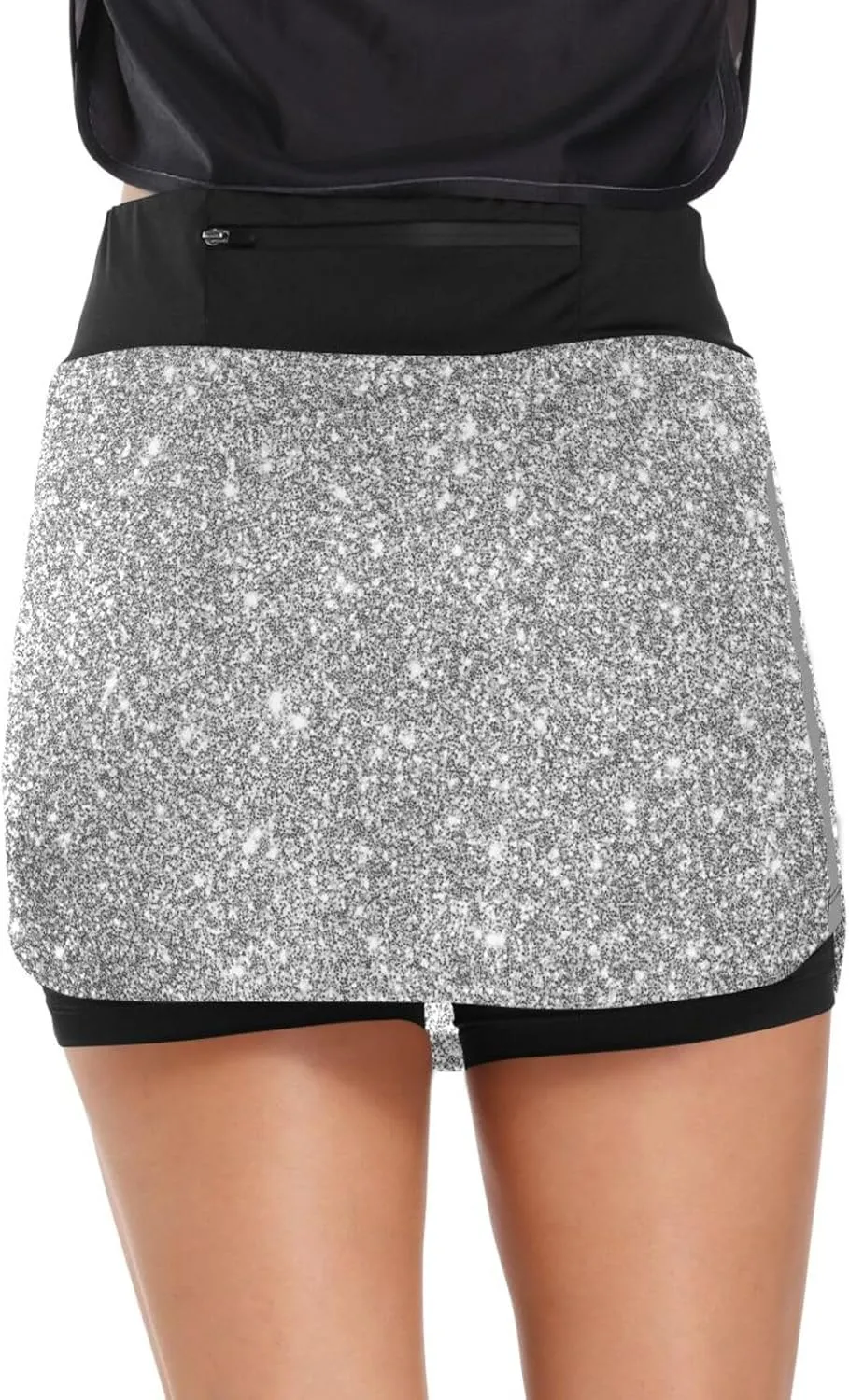 GAIGEO Pink Purple Glitter Womens Exercise Skirt, Tennis Skirts with Shorts, Casual Active Wear for Women, S-XXL