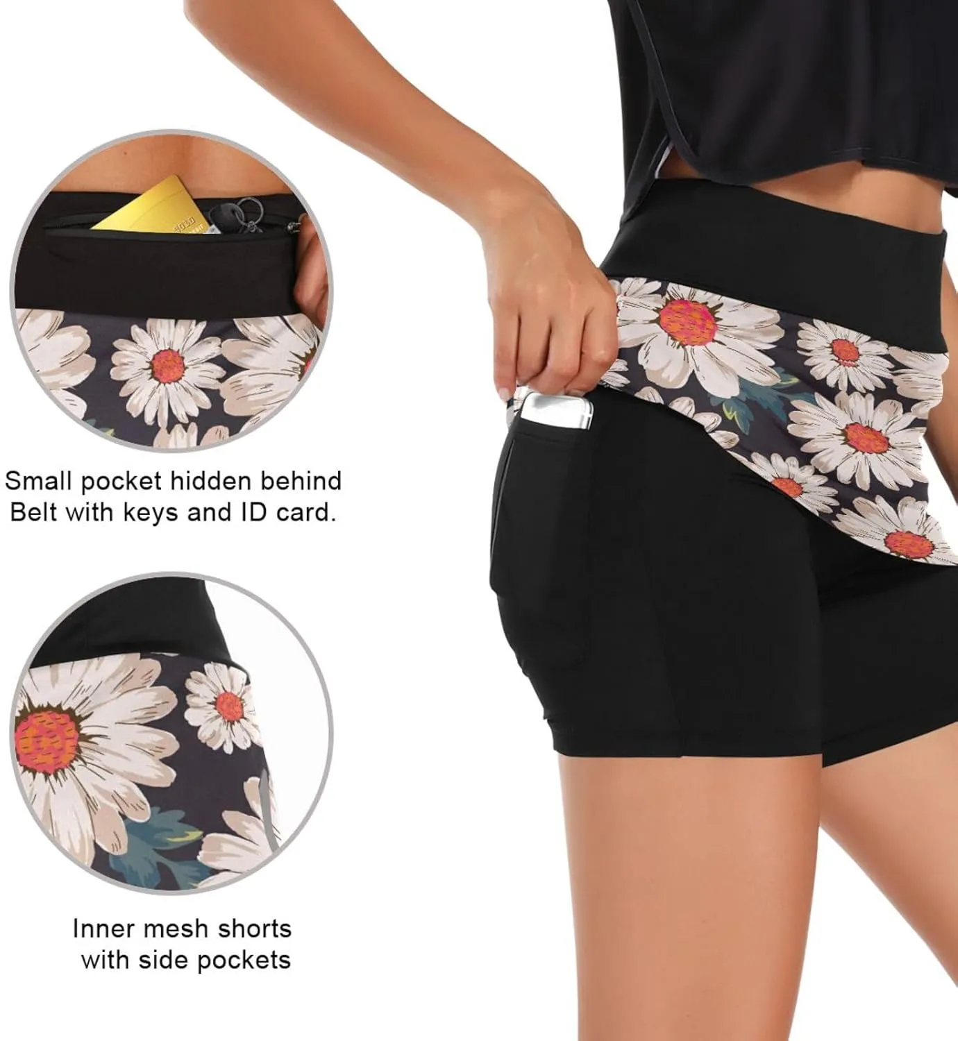 GAIGEO Sport Baseball Print Workout Skirt, Casual Skort Skirt with Pockets, Skorts for Women Casual Sports, S-XXL