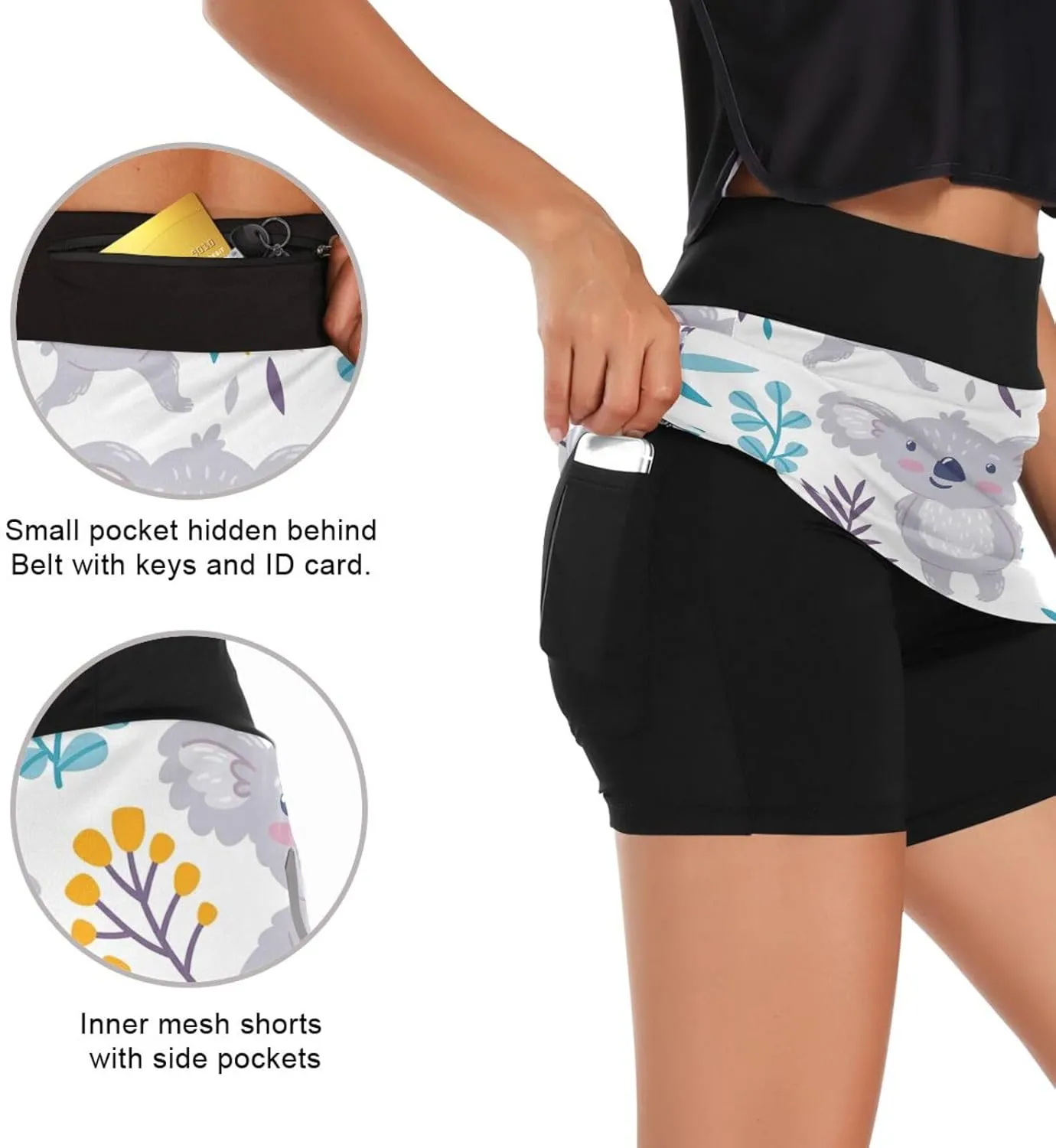 GAIGEO Sport Baseball Print Workout Skirt, Casual Skort Skirt with Pockets, Skorts for Women Casual Sports, S-XXL