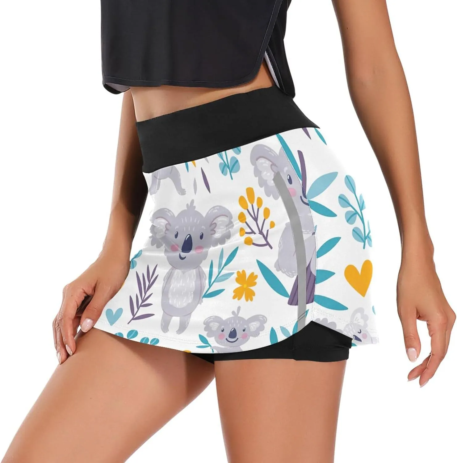 GAIGEO Sport Baseball Print Workout Skirt, Casual Skort Skirt with Pockets, Skorts for Women Casual Sports, S-XXL