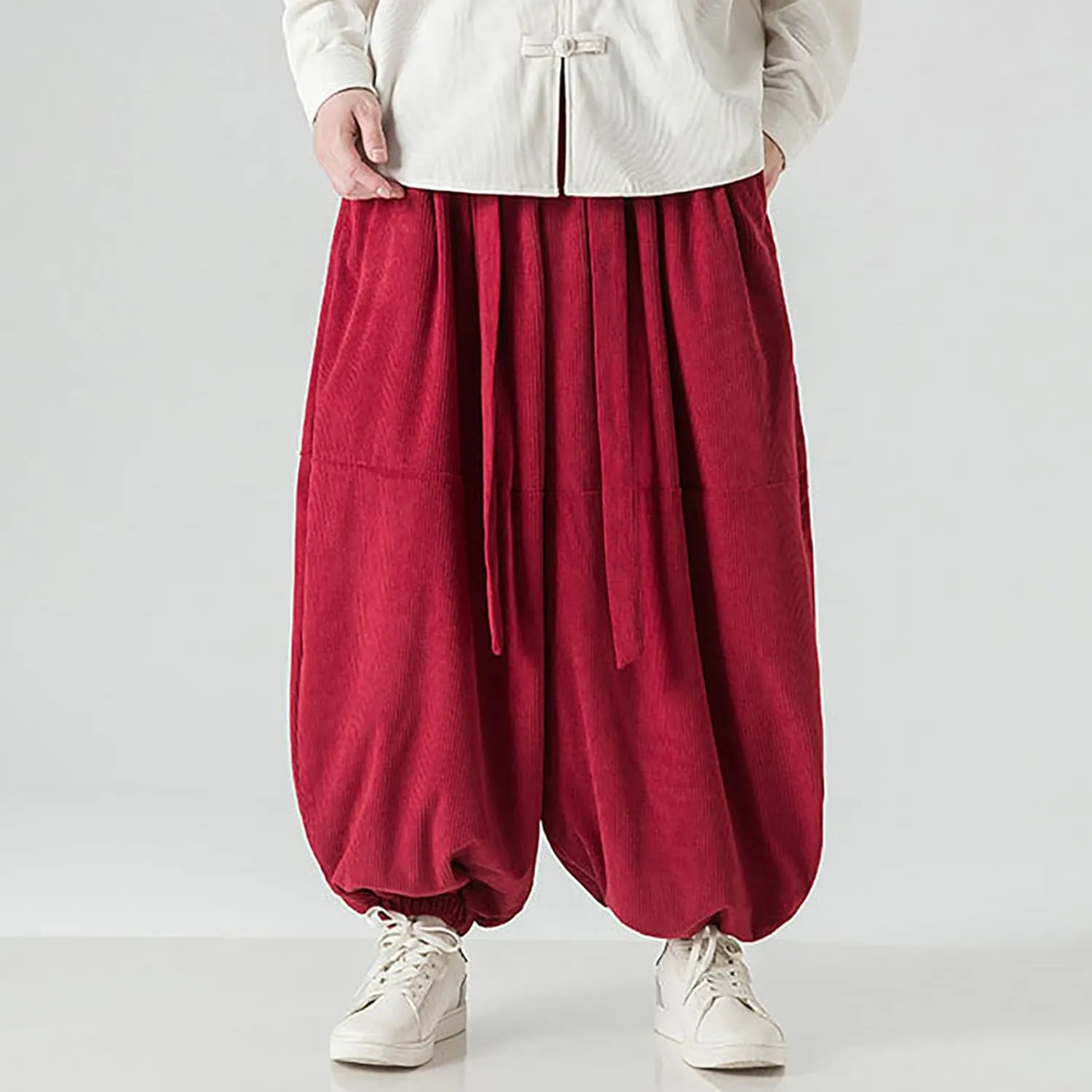 GIERIDUC Mens Cargo Sweatpants Mens Elasticated Waist Corduroy Trousers Extra Long Walking Trousers Best Sweat Pants for Men