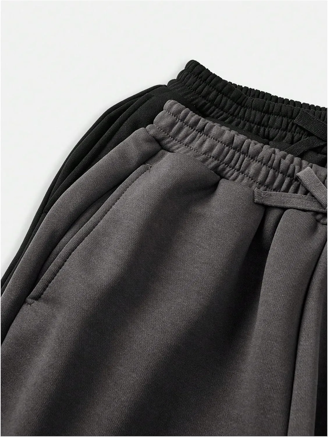 Girl's 2 Pack Pants Drawstring Waist Wide Leg Pants High Waisted Loose Casual Sweatpants