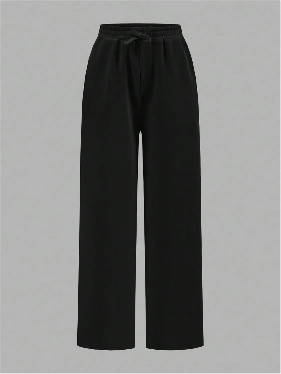 Girl's 2 Pack Pants Drawstring Waist Wide Leg Pants High Waisted Loose Casual Sweatpants