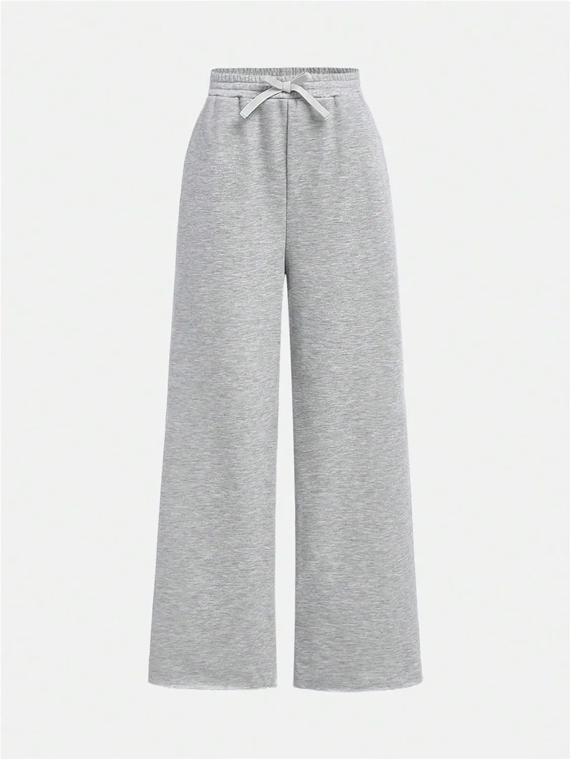 Girl's 2 Pack Pants Drawstring Waist Wide Leg Pants High Waisted Loose Casual Sweatpants