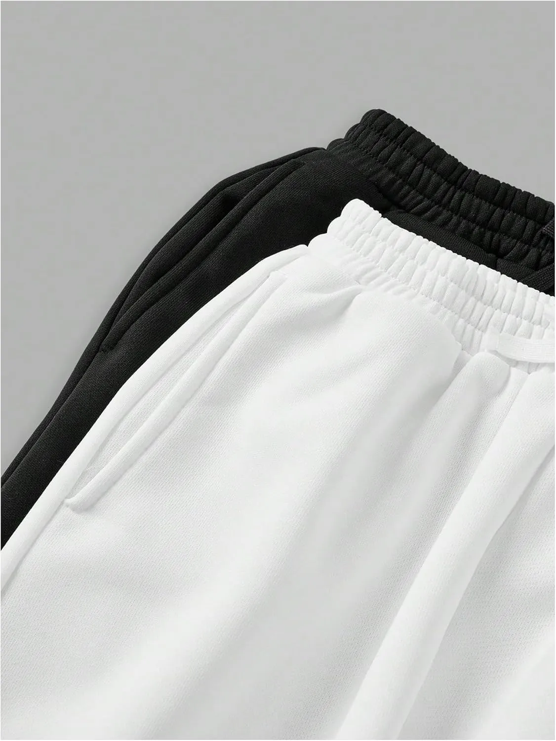 Girl's 2 Pack Pants Drawstring Waist Wide Leg Pants High Waisted Loose Casual Sweatpants