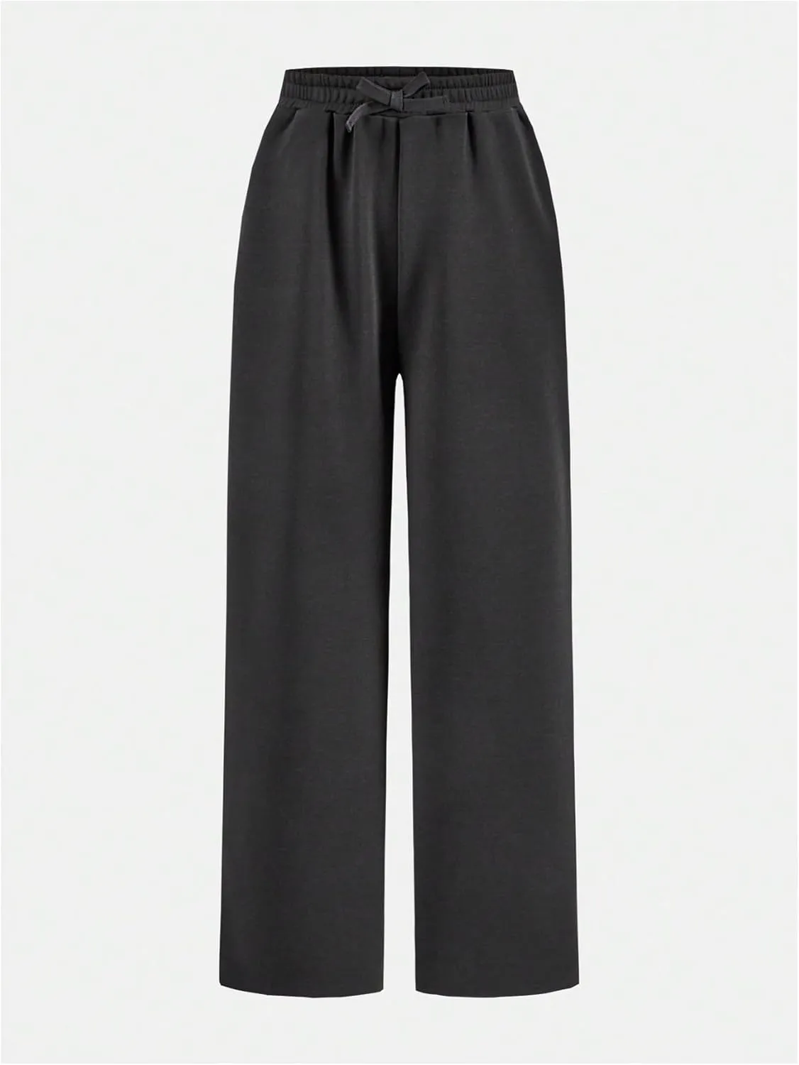 Girl's 2 Pack Pants Drawstring Waist Wide Leg Pants High Waisted Loose Casual Sweatpants