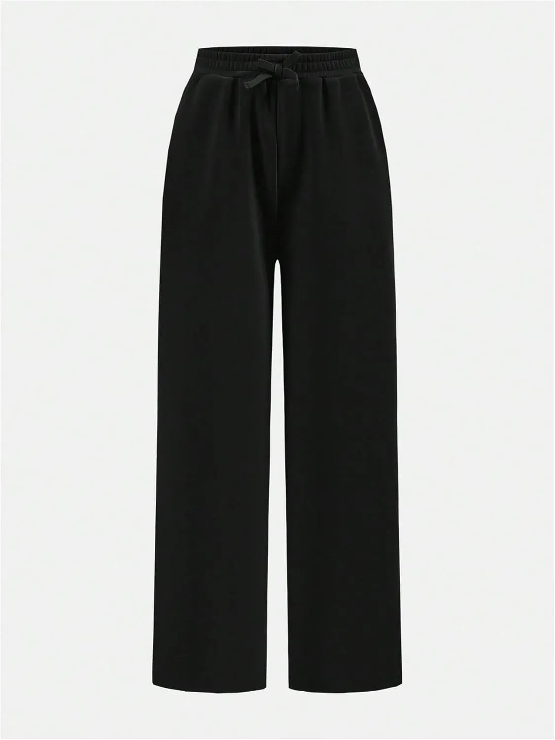 Girl's 2 Pack Pants Drawstring Waist Wide Leg Pants High Waisted Loose Casual Sweatpants