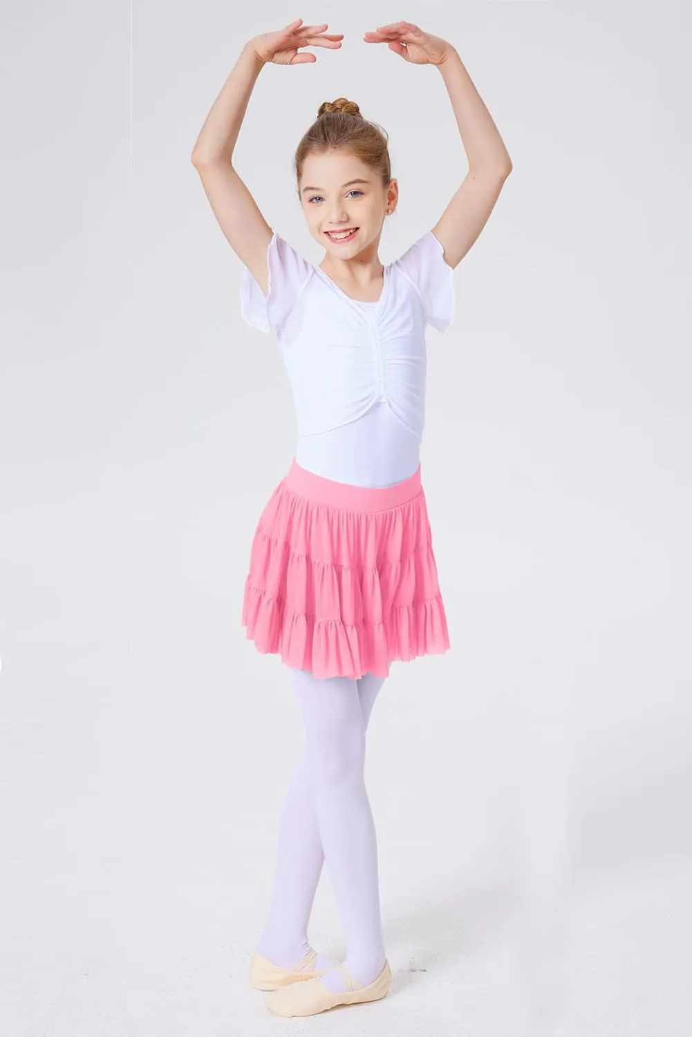 Girls Summer Pleated Ruffle Tennis Skirt with Shorts Flowy Running Casual Athletic Skort with Pockets 5-14 Years