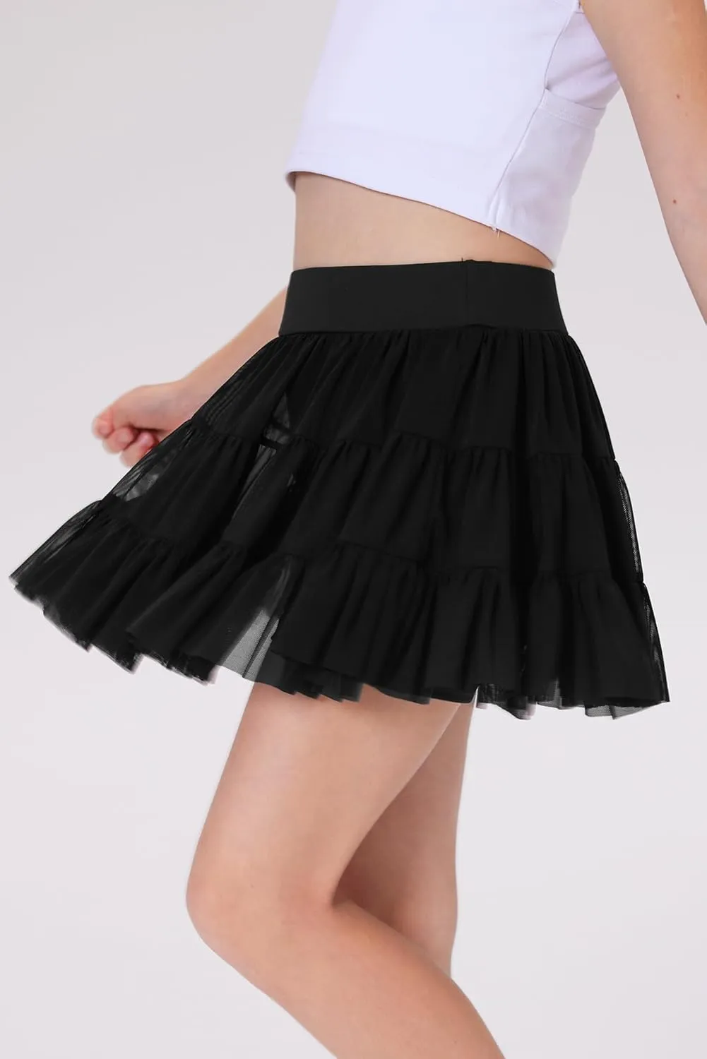 Girls Summer Pleated Ruffle Tennis Skirt with Shorts Flowy Running Casual Athletic Skort with Pockets 5-14 Years