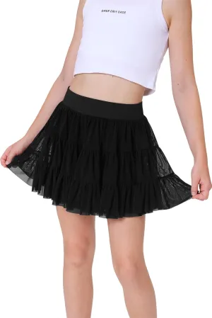 Girls Summer Pleated Ruffle Tennis Skirt with Shorts Flowy Running Casual Athletic Skort with Pockets 5-14 Years