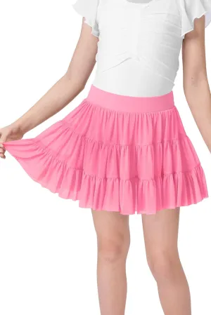 Girls Summer Pleated Ruffle Tennis Skirt with Shorts Flowy Running Casual Athletic Skort with Pockets 5-14 Years