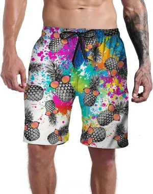 Goodstoworld Men's Novelty Swimtrunks Quick Dry 3D Printed Mesh Lining Beach Board Shorts with Pockets S-4XL