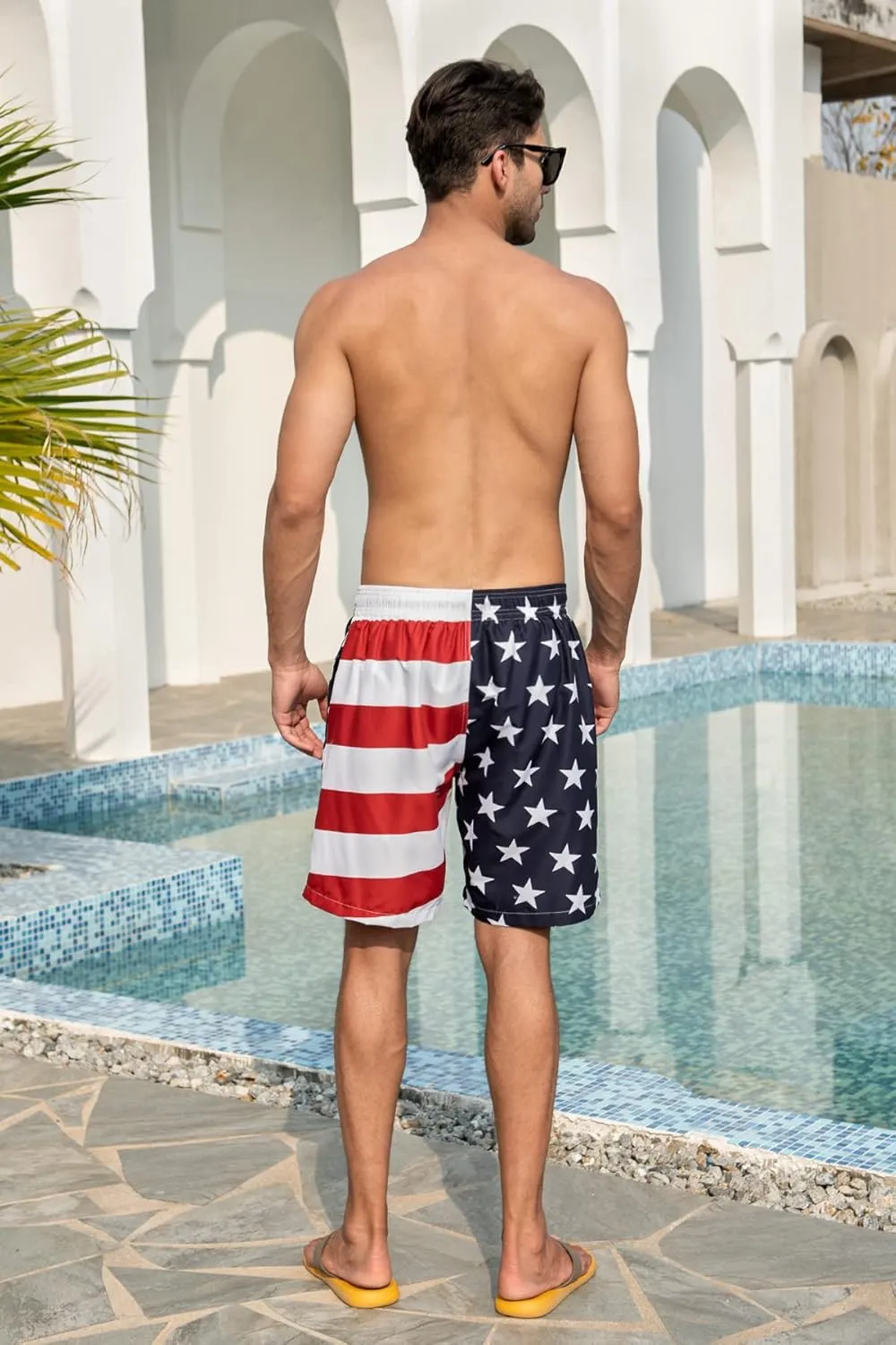 Goodstoworld Men's Novelty Swimtrunks Quick Dry 3D Printed Mesh Lining Beach Board Shorts with Pockets S-4XL