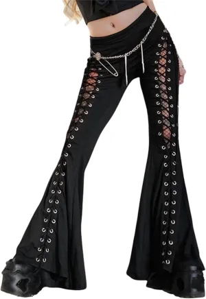 Gothic Bottom Pants for Women Punk Wide Leg Rave Goth Disco Festival