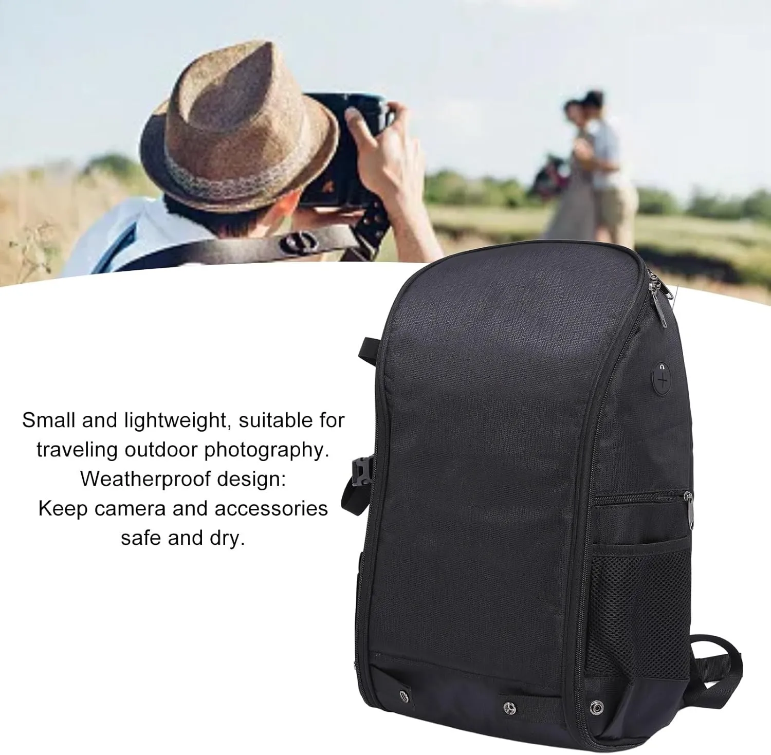 GOWENIC Camera Backpack, DSLR SLR Mirrorless Photography Camera Bag, Waterproof Camera Laptop Backpack 15.6 Inch with Rain Cover for Travel Outdoor Photography (Black)