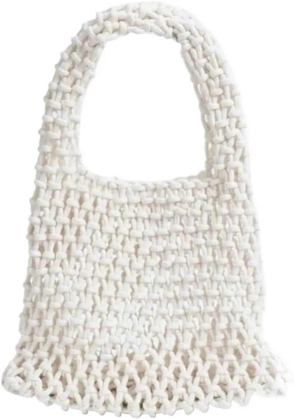 Handmade Macrame Bucket Bag for Women | Summer Crochet Phone Purse | Hollow Out Cotton Rope Handbag for Girls