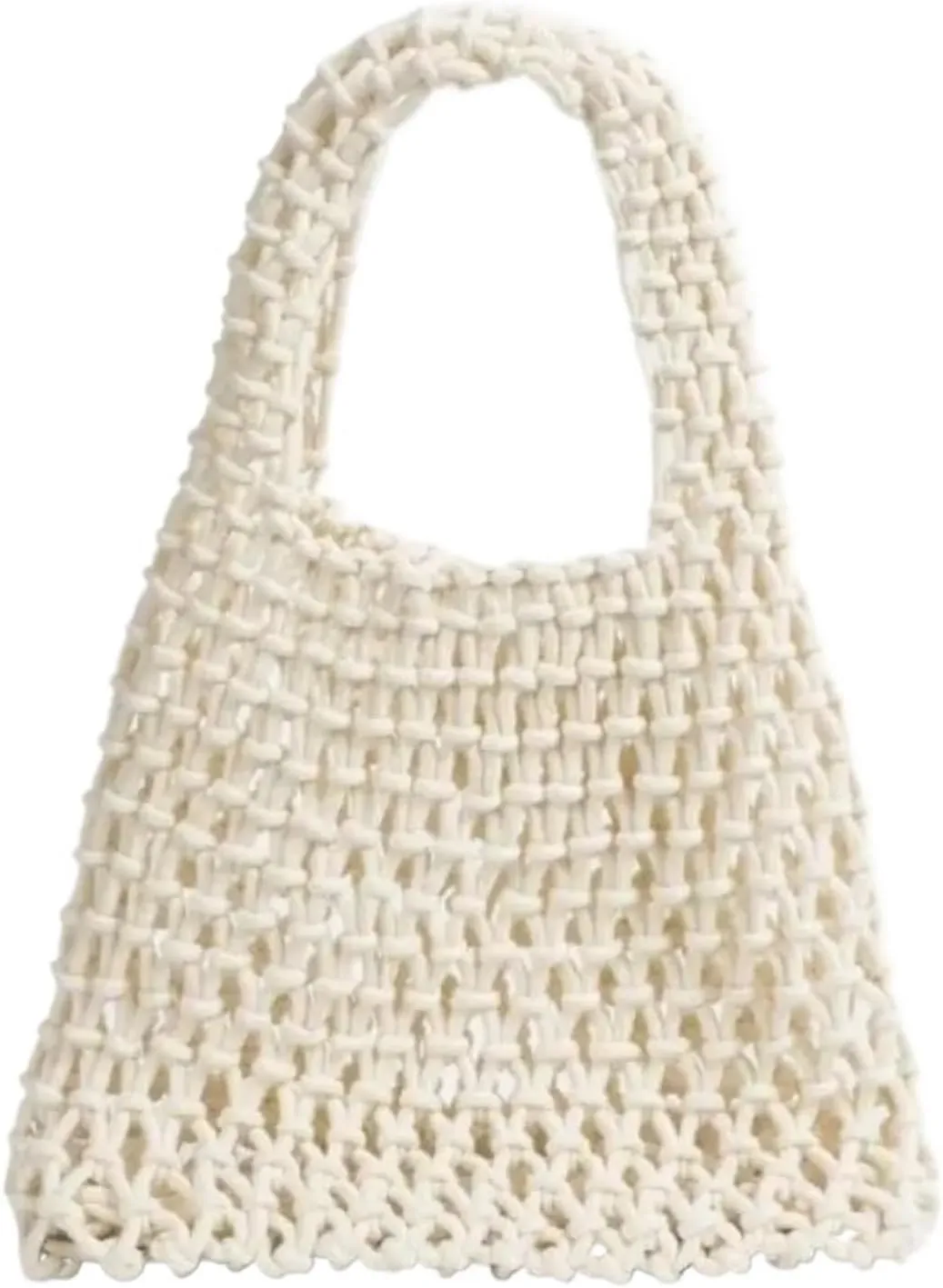 Handmade Macrame Bucket Bag for Women | Summer Crochet Phone Purse | Hollow Out Cotton Rope Handbag for Girls