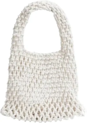 Handmade Macrame Bucket Bag for Women | Summer Crochet Phone Purse | Hollow Out Cotton Rope Handbag for Girls