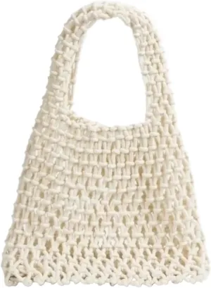 Handmade Macrame Bucket Bag for Women | Summer Crochet Phone Purse | Hollow Out Cotton Rope Handbag for Girls