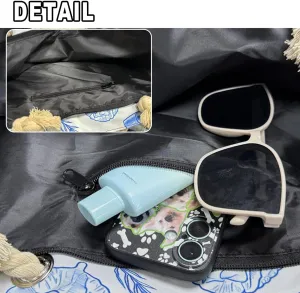 Hawaiian Large Beach Tote Bags for Women, Tropical Zipper Pool Bag Canvas Hobo Handbags for Travel Vacation