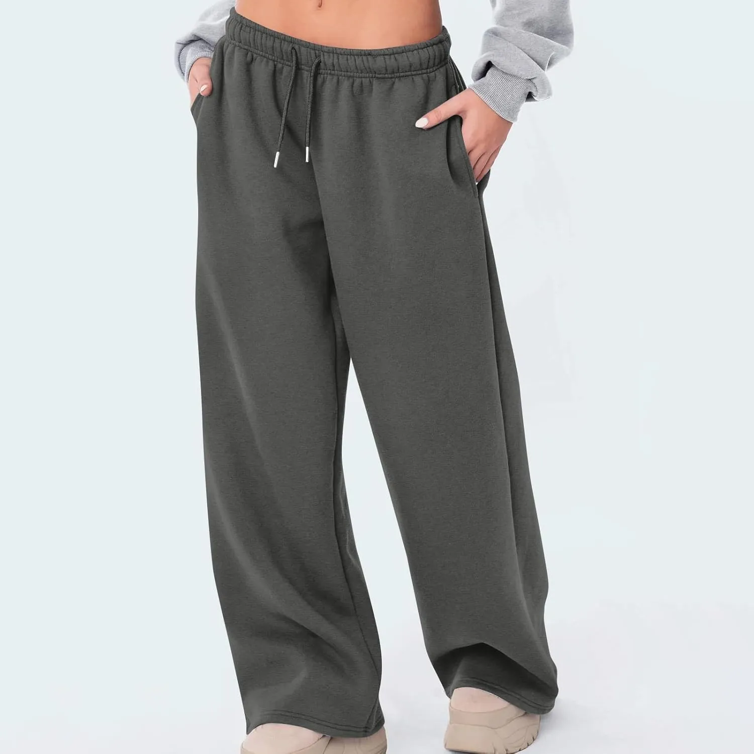 High Waist Wide Leg Sweatpants Women with Pockets Casual Athletic Pants Tall Length Gym Running Trousers