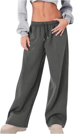 High Waist Wide Leg Sweatpants Women with Pockets Casual Athletic Pants Tall Length Gym Running Trousers