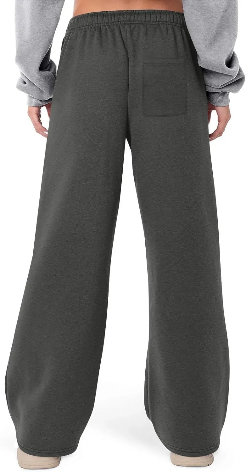 High Waist Wide Leg Sweatpants Women with Pockets Casual Athletic Pants Tall Length Gym Running Trousers