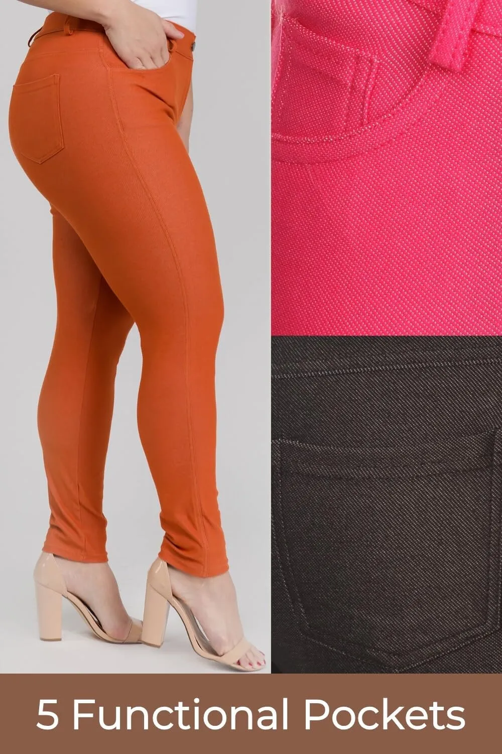 ICONOFLASH Women's Stretch Jeggings with 5 Pockets Pull On Skinny Jean Leggings (Available in Plus Size)