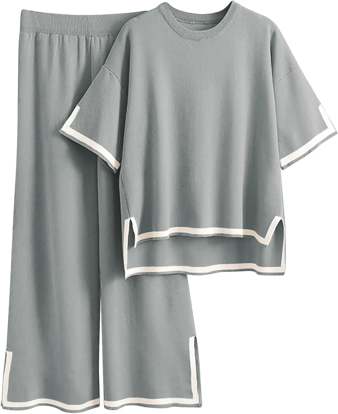 Imily Bela Womens Plus Size Lounge Sets 2 Piece Outfits Short Sleeve Pullover Tops Wide Leg Pants Summer Travel Outfits
