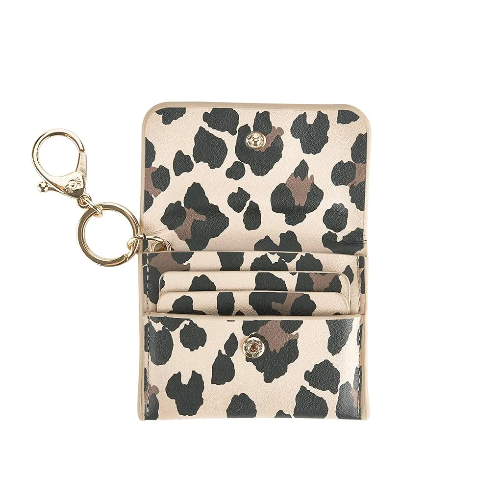 Itzy Ritzy  Itzy Mini Keychain Wallet; Small Card Holder Can Clip to Diaper Bag, Purse, Travel Bag or Keychain (Leopard)
