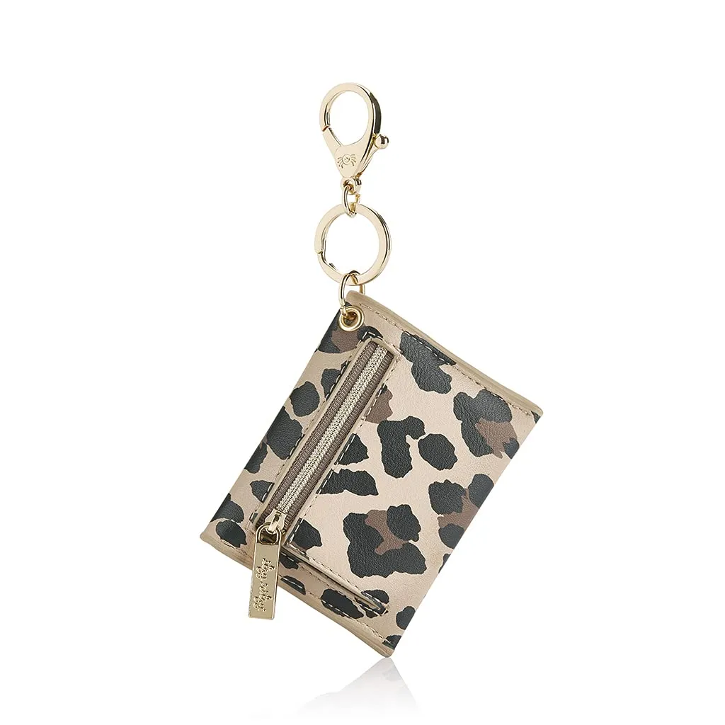 Itzy Ritzy  Itzy Mini Keychain Wallet; Small Card Holder Can Clip to Diaper Bag, Purse, Travel Bag or Keychain (Leopard)
