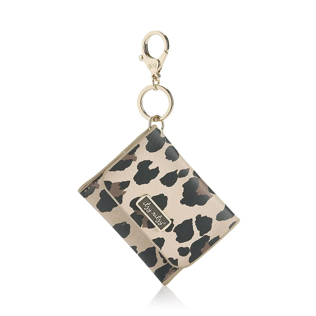 Itzy Ritzy  Itzy Mini Keychain Wallet; Small Card Holder Can Clip to Diaper Bag, Purse, Travel Bag or Keychain (Leopard)