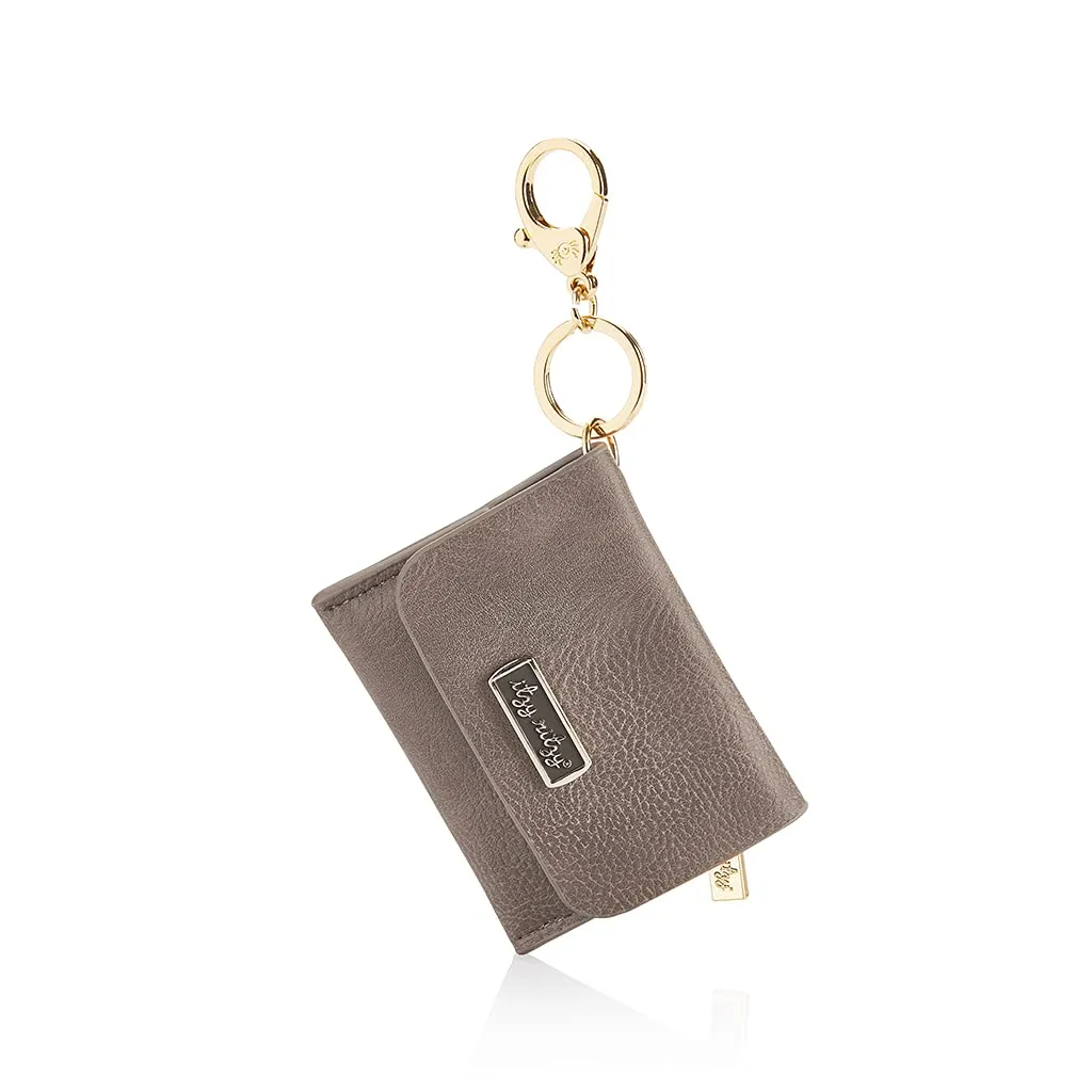Itzy Ritzy  Itzy Mini Keychain Wallet; Small Card Holder Can Clip to Diaper Bag, Purse, Travel Bag or Keychain (Taupe)