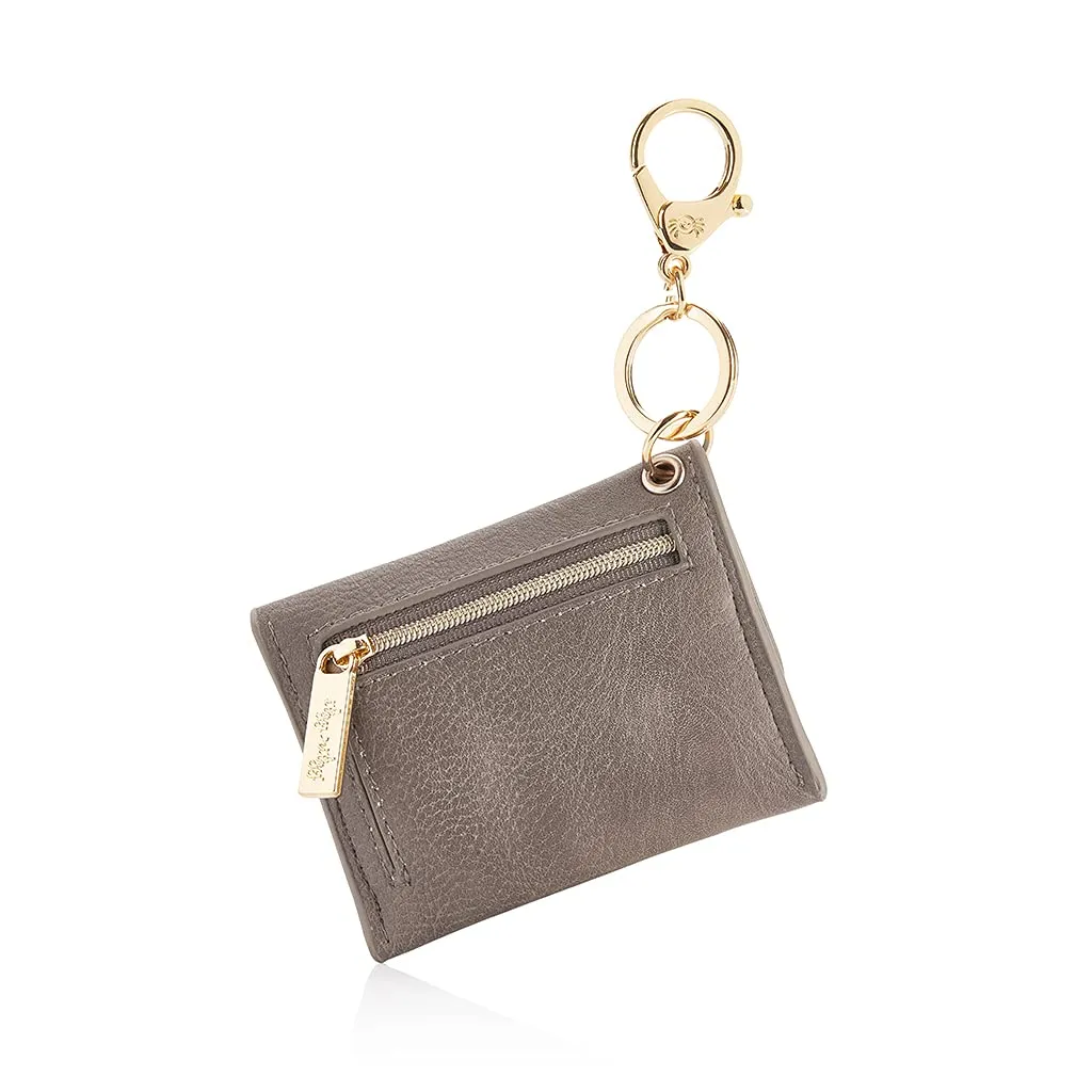 Itzy Ritzy  Itzy Mini Keychain Wallet; Small Card Holder Can Clip to Diaper Bag, Purse, Travel Bag or Keychain (Taupe)