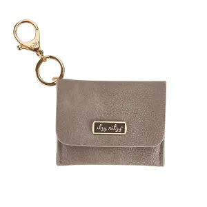 Itzy Ritzy  Itzy Mini Keychain Wallet; Small Card Holder Can Clip to Diaper Bag, Purse, Travel Bag or Keychain (Taupe)