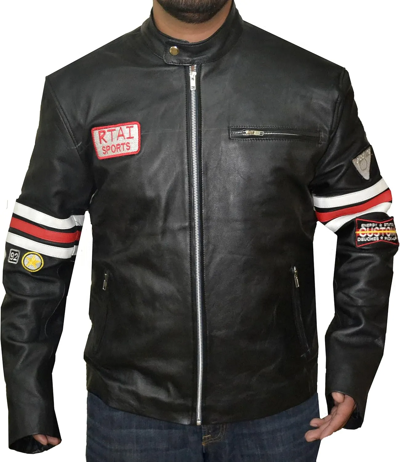 Jasperz Hugh Laurie House MD Dr. Gregory Cow leather Jacket.,XXS-3XL
