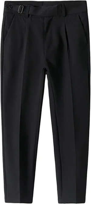 JEShifangjiusu Men's Slim Fit Stretch Dress Pants Skinny Fit Flat Front Suit Pants Plaid Business Chino Pants with Pockets (31,Black), Black, 31