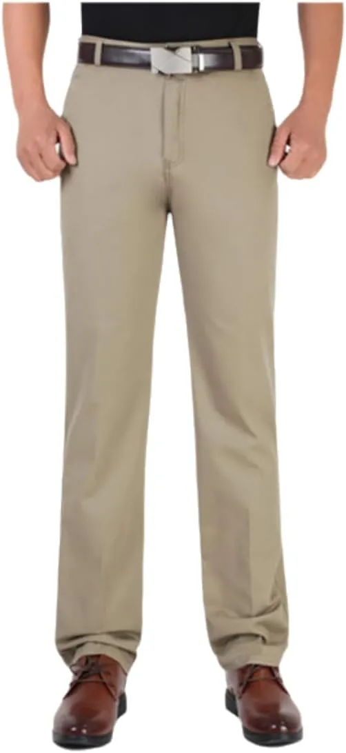 JinXuanYa Men's Slim-Fit Casual Chino Pant Spring Thick Double Pleated Loose Cotton High Waist