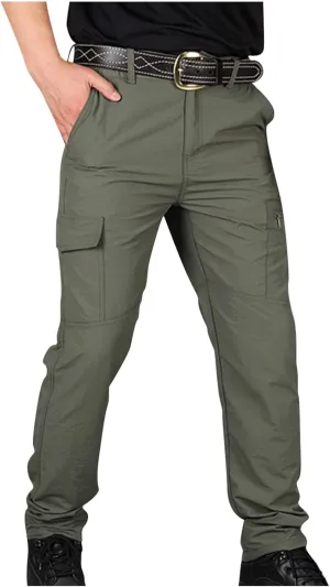 jsaierl Mens Hiking Pants Slim Fit Waterproof Quick Dry Fishing Pants Outdoor Lightweight Travel Climbing Stretch Cargo Pants