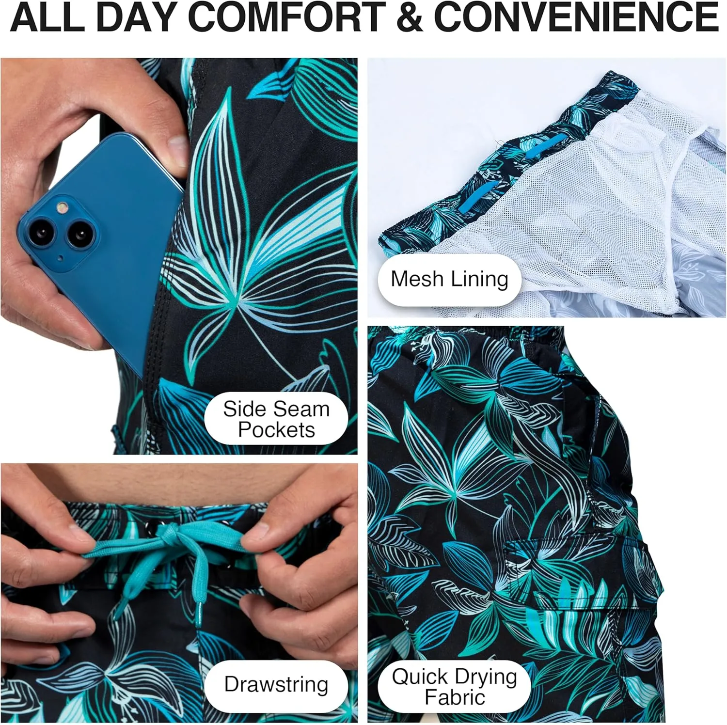 Kanu Surf Men's Wade Trunks Quick-Dry Swim Shorts, 5.5  9 Inch Inseam (Regular & Extended Sizes)