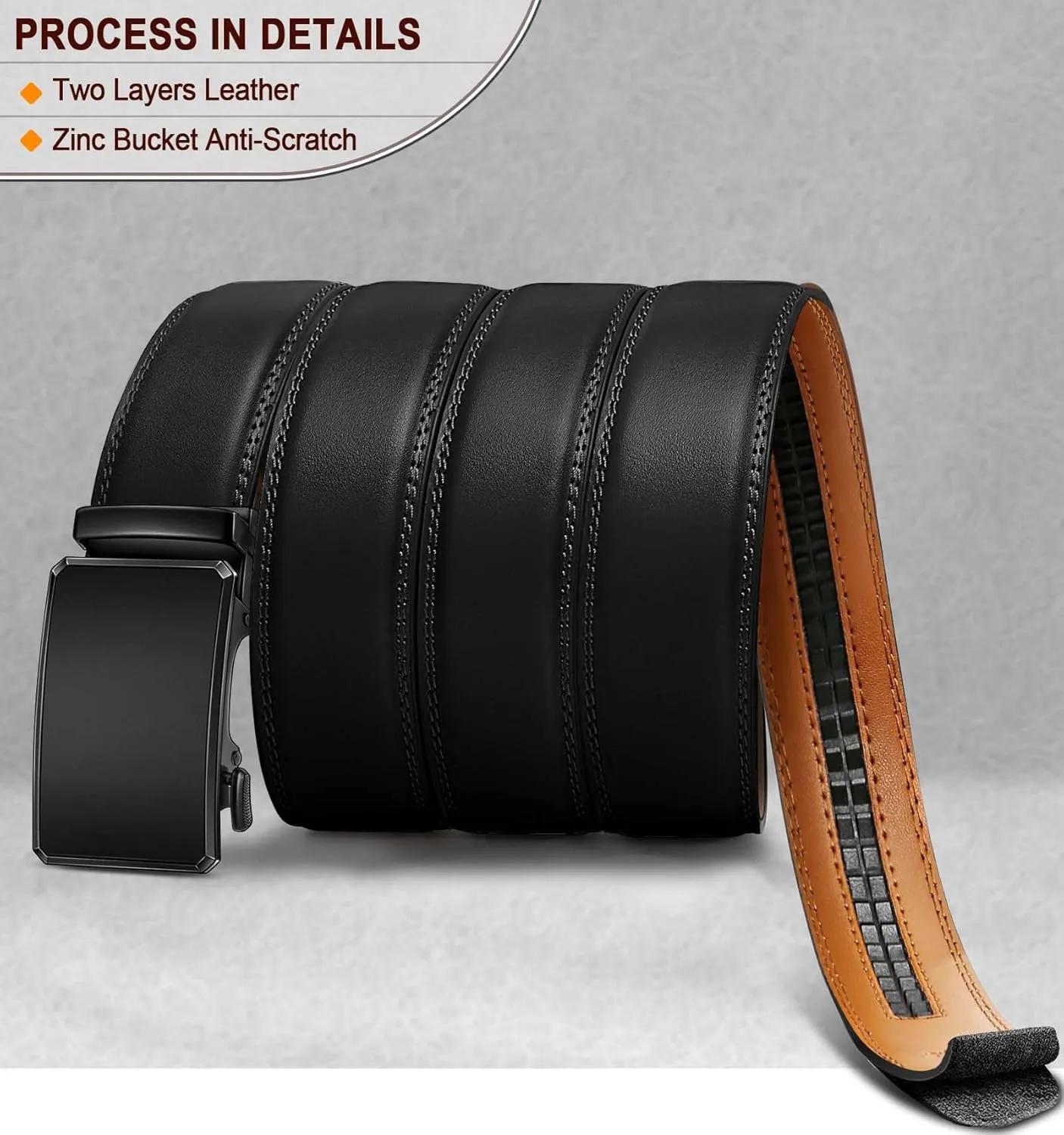 KEMISANT Men Belt Ratchet Click Belt Genuine Leather Adjustable For Men Golf Dress Casual Jeans 1 3/8-Cut For Fit