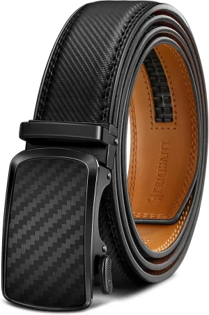 KEMISANT Men Belt Ratchet Click Belt Genuine Leather Adjustable For Men Golf Dress Casual Jeans 1 3/8-Cut For Fit