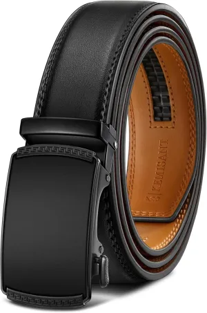 KEMISANT Men Belt Ratchet Click Belt Genuine Leather Adjustable For Men Golf Dress Casual Jeans 1 3/8-Cut For Fit